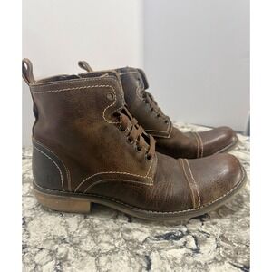 ROAN by Bed STU Dean Men's Cap Toe Leather Boots Brown Sz 9.5 Preppy Classy